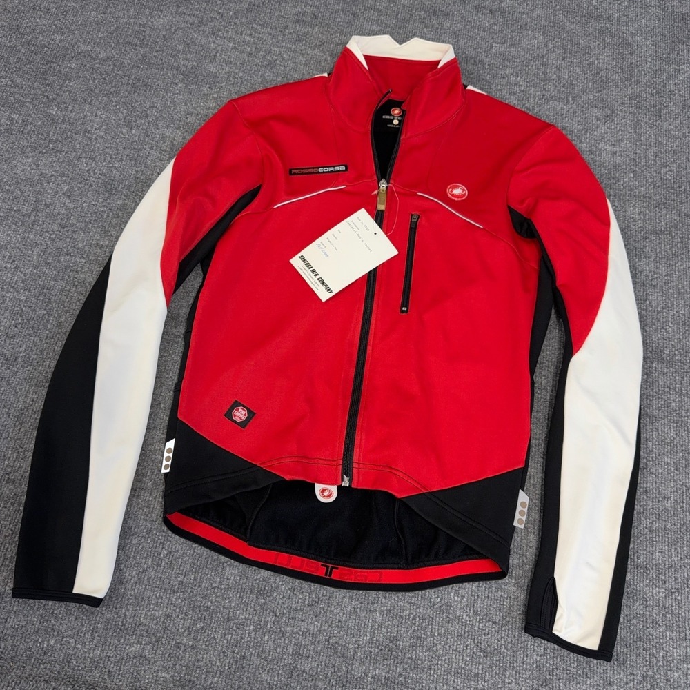 Castelli Cycling Jacket Men Large Rosso Corsa Windstopper Road Bike Red Full Zip